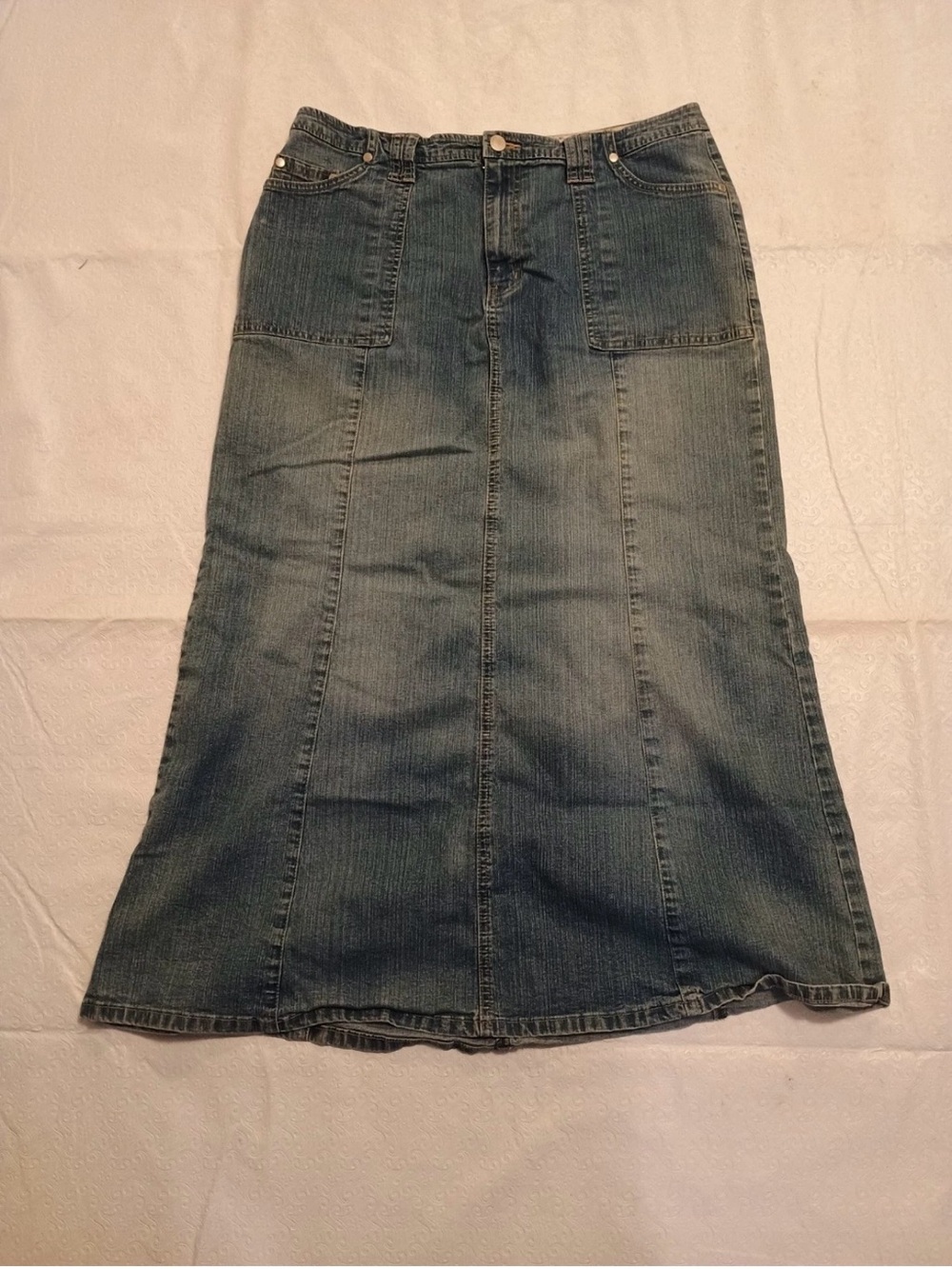 Cato Woman Light Blue Denim Skirt with Floral Waistband size 16W